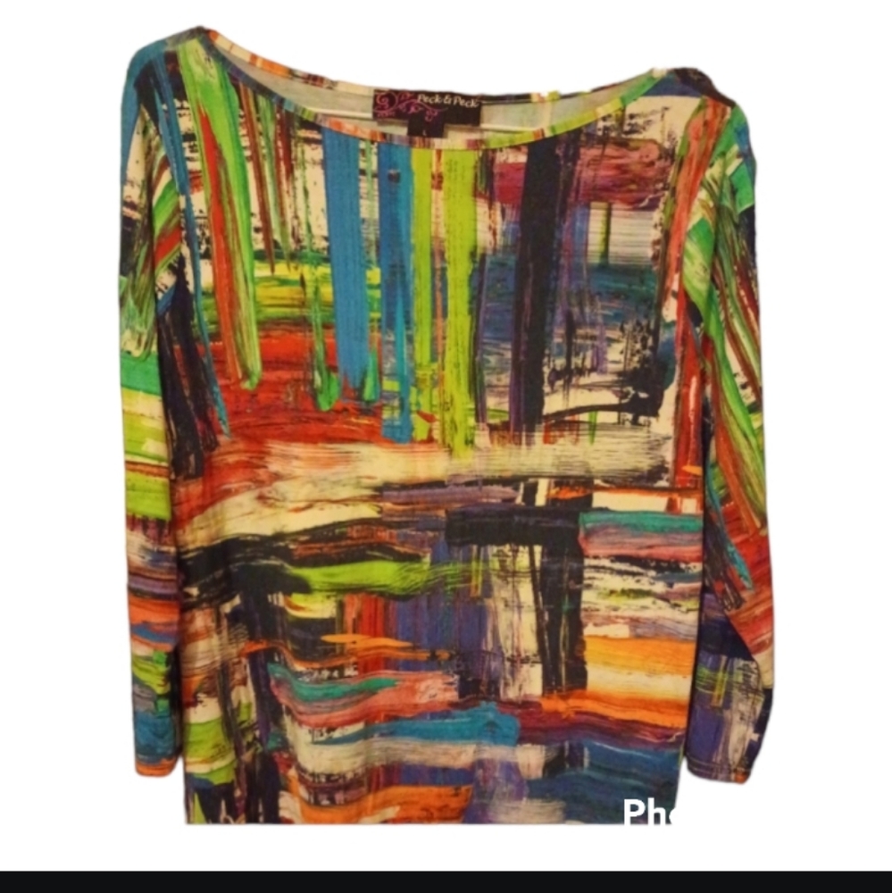 Graffiti blouse top stretchy, long sleeve, Modern art